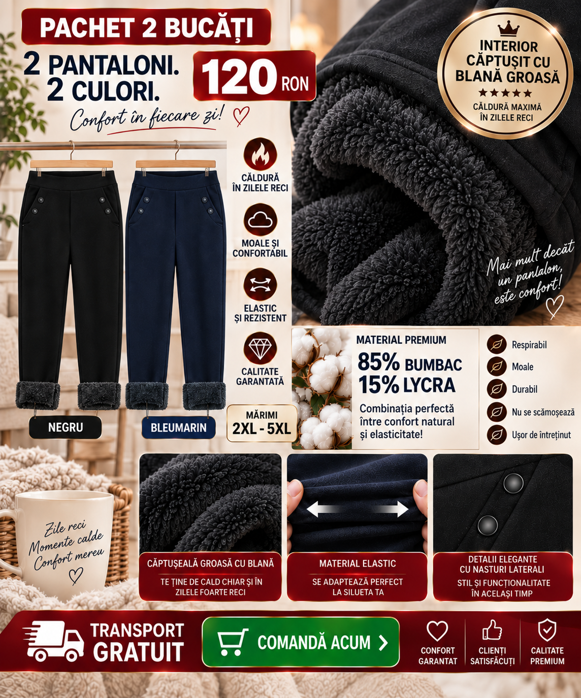 Pachet 2 Pantaloni Confort  Gros – 120 RON