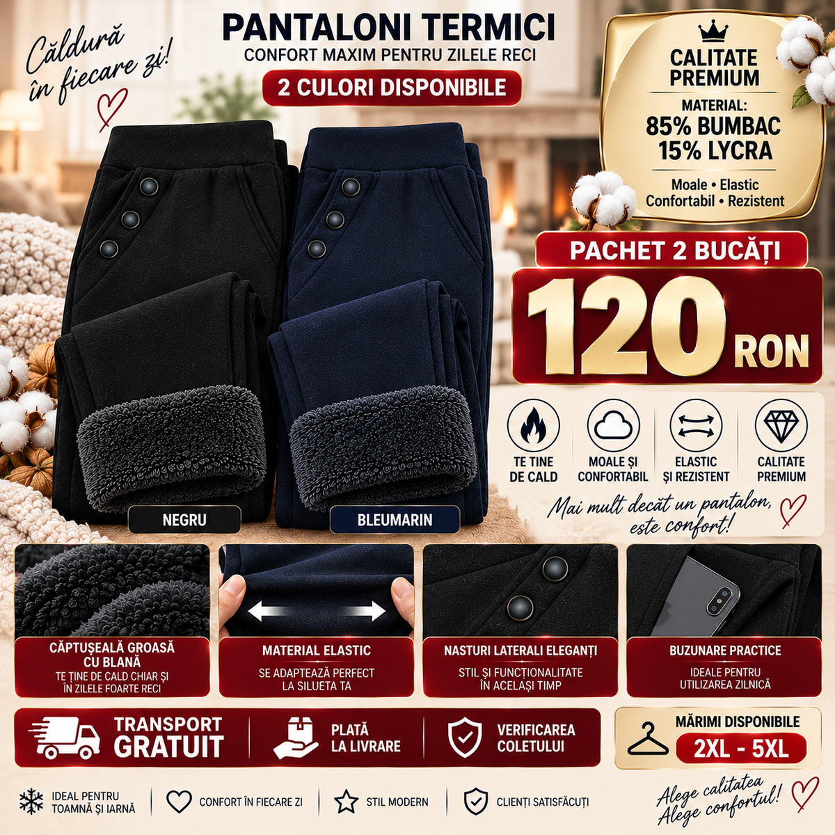 Pachet 2 Pantaloni Confort  Gros – 120 RON