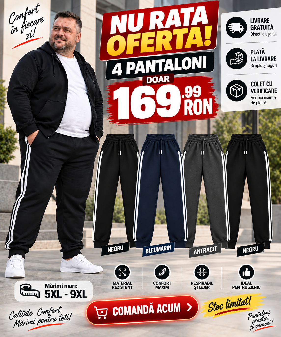 PACHET PANTALONI BARBATESTI 4 BUCAȚI