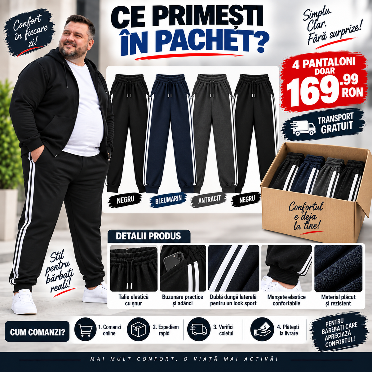 PACHET PANTALONI BARBATESTI 4 BUCAȚI