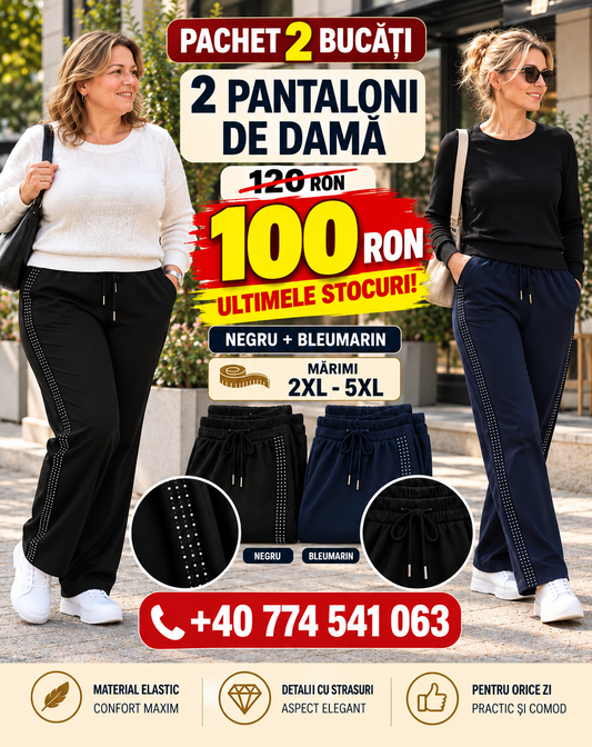 2 Pantaloni Damă cu Pietricele – 100 RON