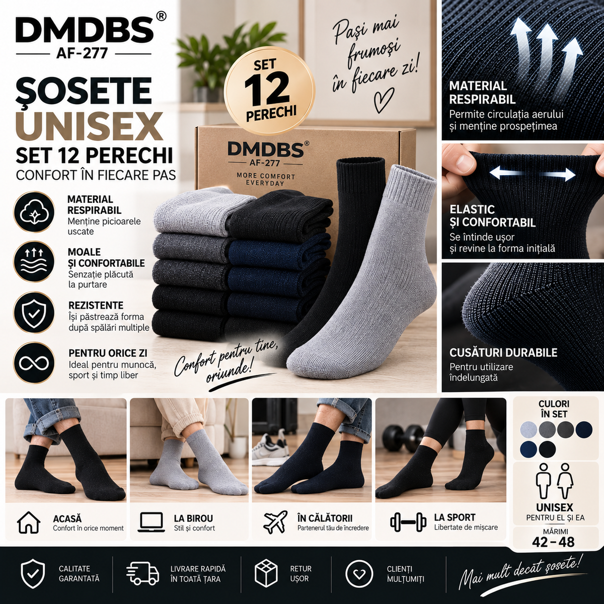 🔥Șosete Unisex –| Mărimi 36–46